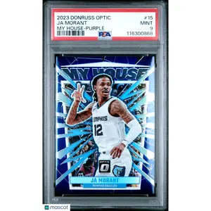 2023 PANINI DONRUSS OPTIC MY HOUSE PURPLE #15 JA MORANT PSA 9