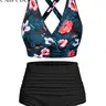 [SummerClearance] UMIPUBO SHOP Women's Cross-Buckle One-Piece Swimsuit Tropical Print Swimwear Triangl Swimwear Style Swimoutfit SwimWeek