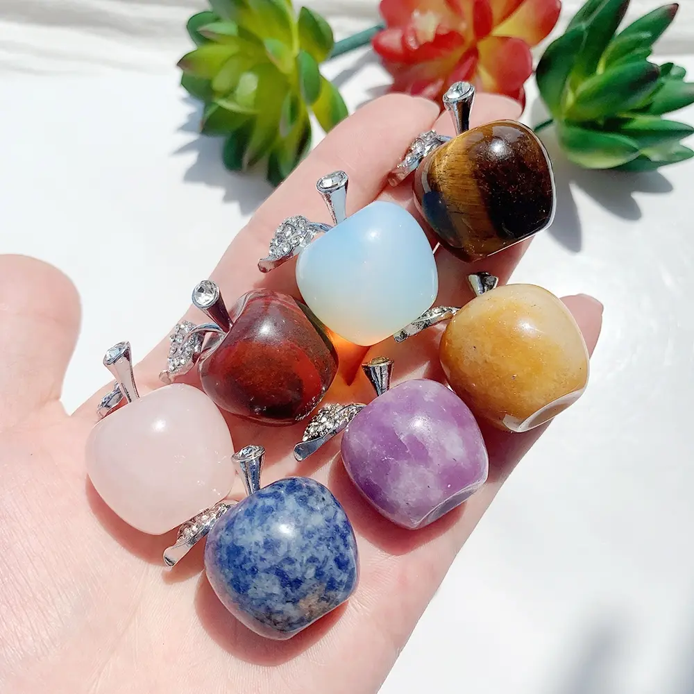 Elegant Apple-Shaped Faux Jewelry, Crystal in, Blue, or Clear, Perfect for Birthdays & Holidays, Jewelry Making Supplies, Crystal Pendant