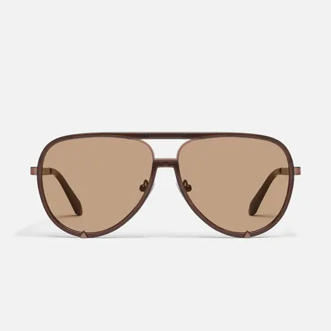 QUAY - HIGH PROFILE Aviator Sunglasses with Gold Metal Detailing & Adjustable Silicone Nose Pads Classic Style