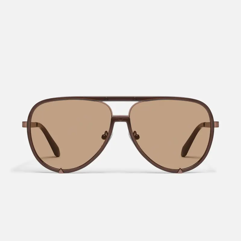 QUAY - HIGH PROFILE Aviator Sunglasses with Gold Metal Detailing & Adjustable Silicone Nose Pads Classic Style