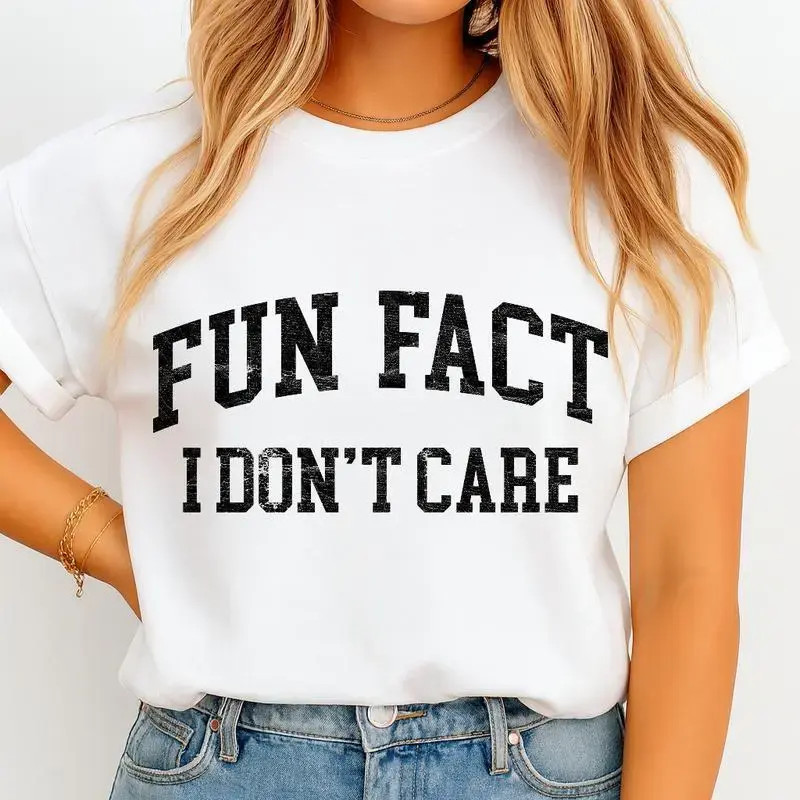 Fun Fact I Dont Care Sweatshirt – Bold Sarcastic Quote in College Font , Funny Attitude Design , Minimalist Graphic Style , Unisex Fit , Streetwear Look , Chill Gift for Introverts Casual Womenswear Crewneck