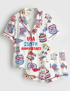 Patriotic Pajama Set – Red White Blue Sleepwear – 4th of July & USA Celebration Gift