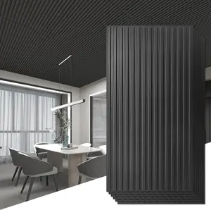 12-Pack Slat Design 3D Wall Panels for Interior Wall Decor, 2x4 FT PVC Decorative Drop Ceiling Tiles - Black