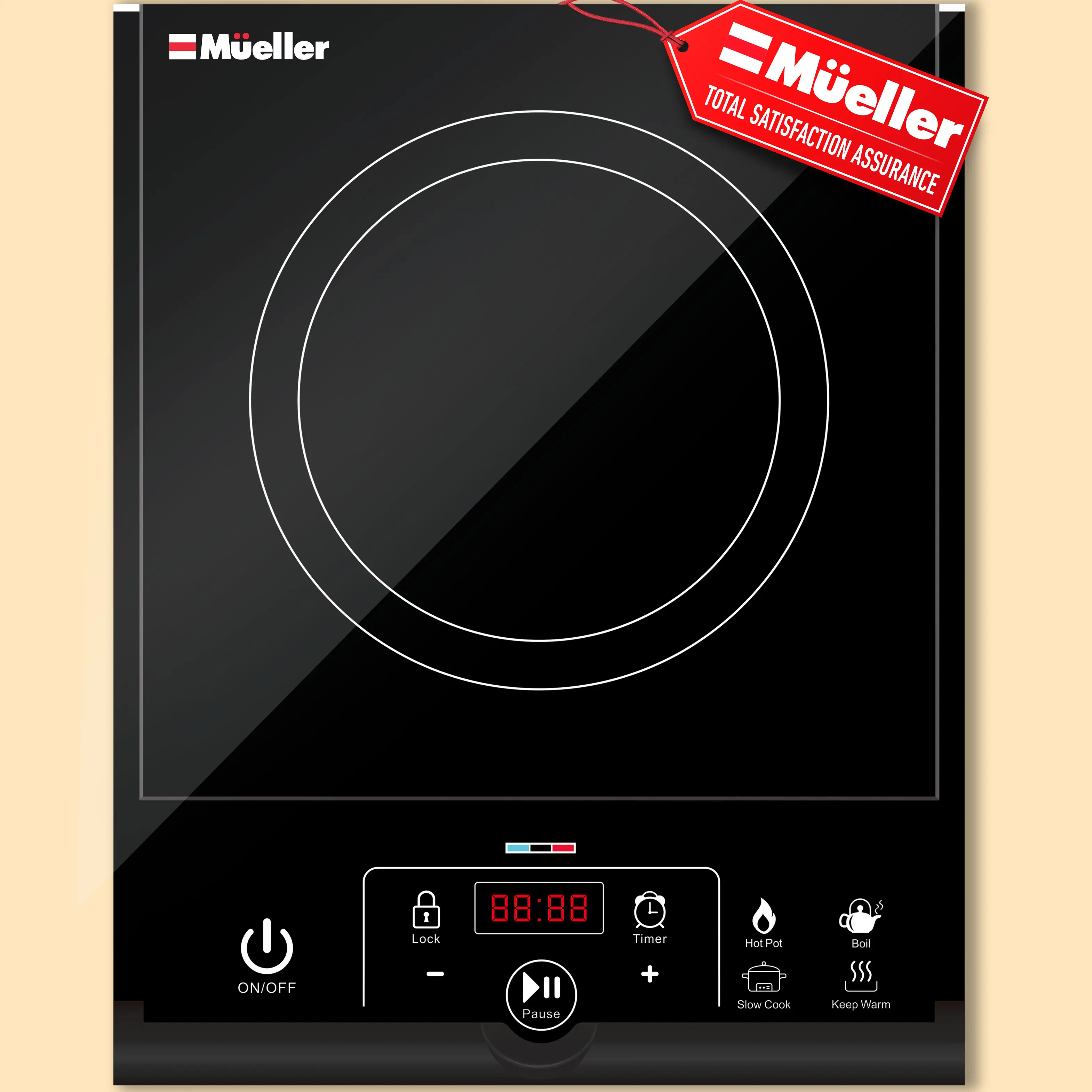 Mueller Portable Induction Cooktop, Kitchen Cooktop for Campers, Dorm Cooktop, Hot Plate Cooker Countertop Burner 1800W, Induction Cookware only