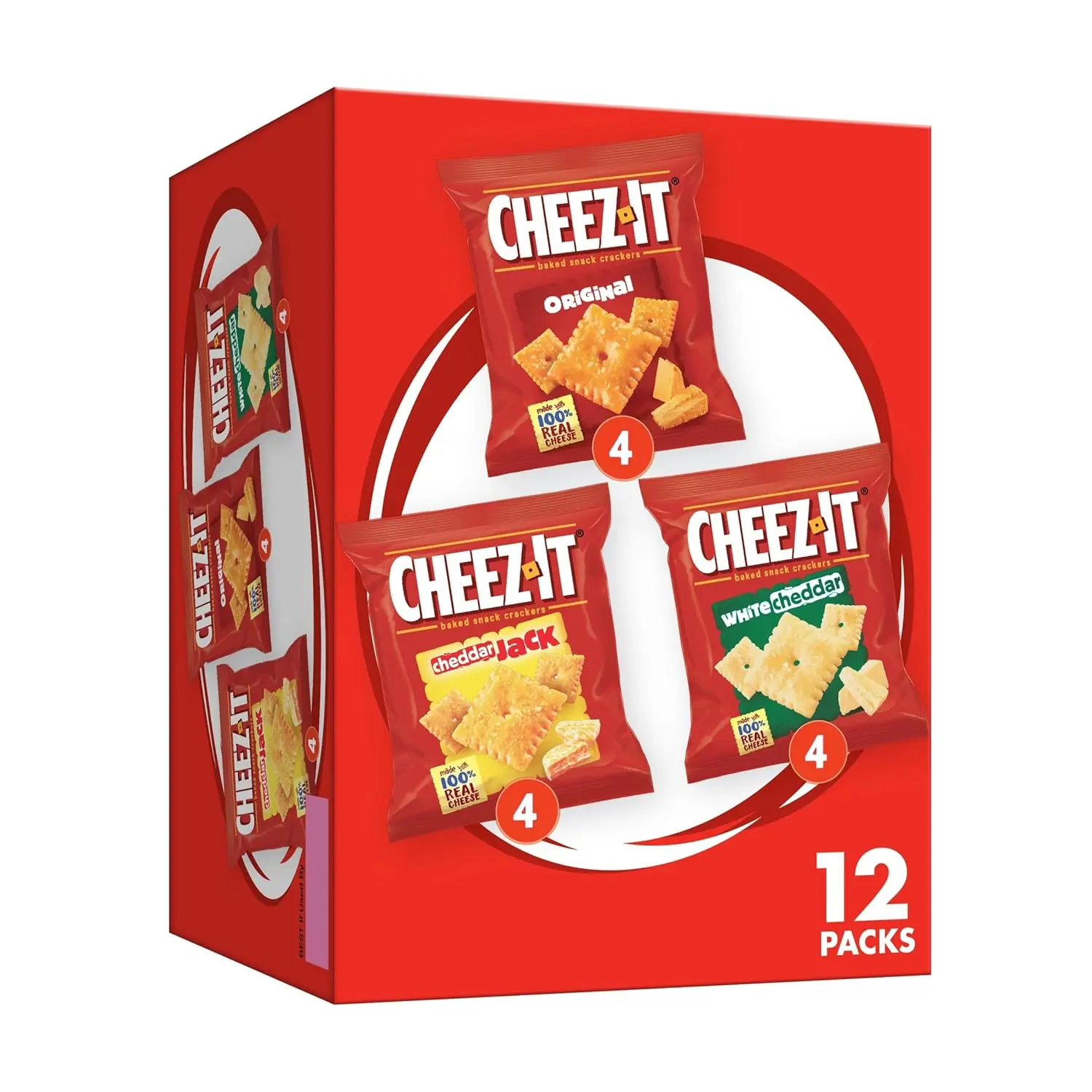 Cheese Crackers, Baked Snack Crackers, Lunch Snacks, Variety Pack, 12.1oz Box (12 Packs)