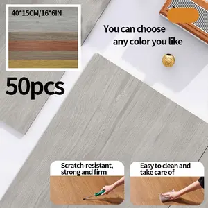 50-Piece Self-Adhesive Vinyl Plank Flooring Tiles, Waterproof Realistic Wood Grain, Durable Floor Mats for Kitchen Bathroom Living Room