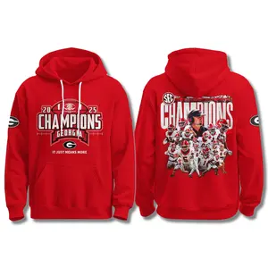 Georgia Football Championship Hoodie 2025, Red & Black College Fan Sweatshirt
