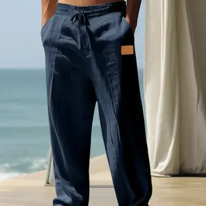 Men's High-Quality Linen Pants, Renaissance Viking Pirate Costume, Vintage Style, Leather Patched, Ideal for Halloween & Cosplay Parties