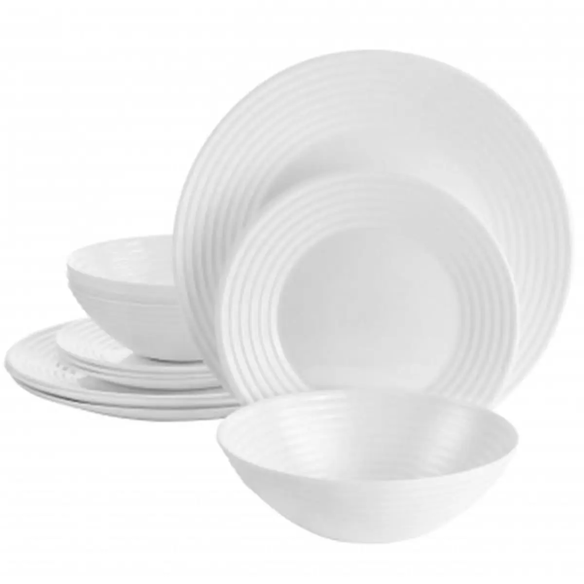 212 MAIN Gibson Ultra Patio 12-Piece Tableware Set, White Tempered Opal ...