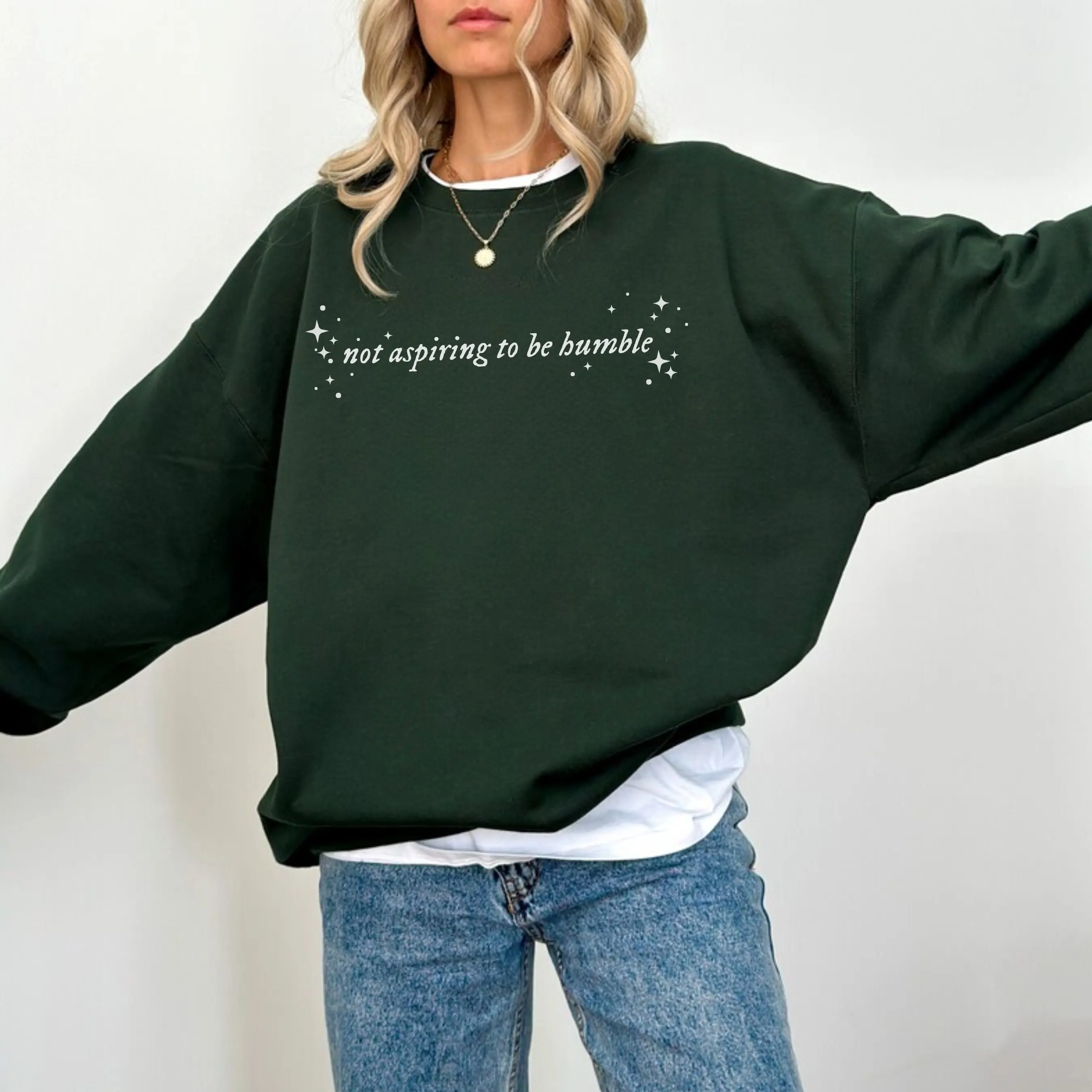 Not Aspiring to Be Humble Crewneck, Humble Quote Hoodie CHD Podcast Madam, Cat Ladies for Kamala Sweater