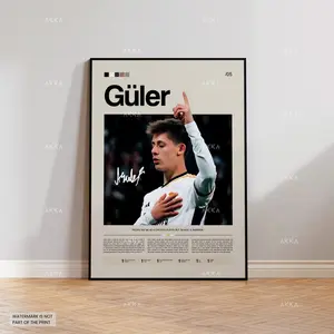 Arda Guler Poster, Guler Real Madrid Wall Art, Framed Arda Guler Print, Real Madrid Fan Gift Idea, Football Wall Decor, Soccer Poster