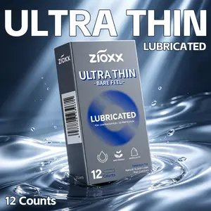 Hyaluronic Acid Ultra Thin Condoms, Bare Feel – ZIOXX, 12 Count, Natural Latex, Reservoir Tip Healthcare Bathroom