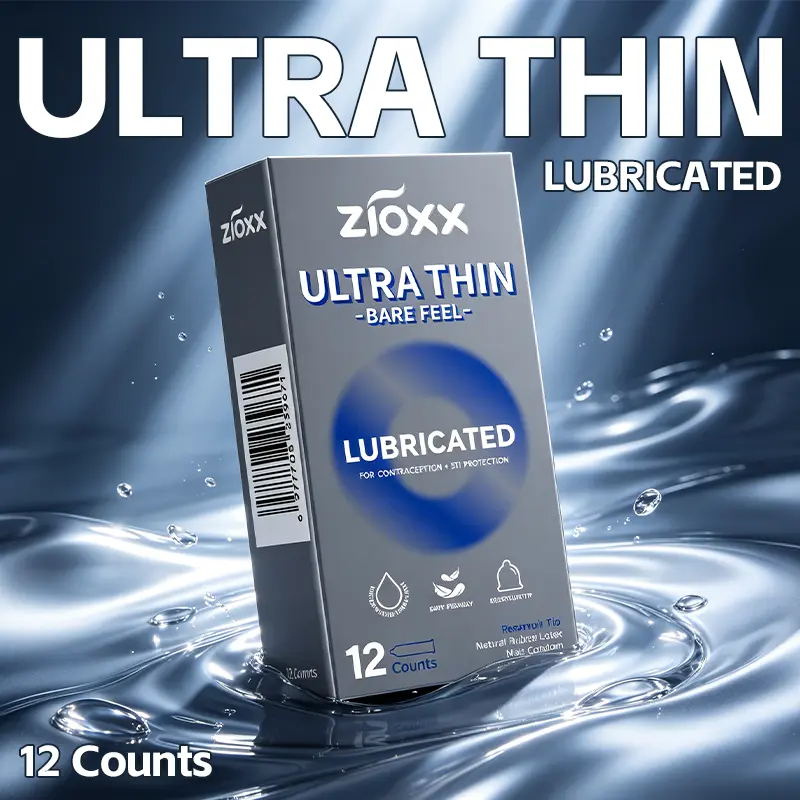 Hyaluronic Acid Ultra Thin Condoms, Bare Feel – ZIOXX, 12 Count, Natural Latex, Reservoir Tip Healthcare Bathroom