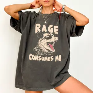 Vintage Rage Consumes Me Comfort Colors Shirt, Retro Funny Angry Opossum Tee, Funny Meme Women Clothing