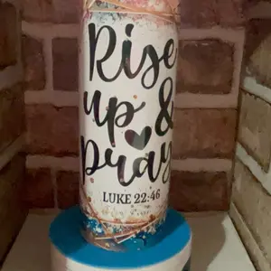 Tumbler - "Rise up & pray" Design Luke 22:46 Inspirational Motivational Drinkware for Daily Inspiration