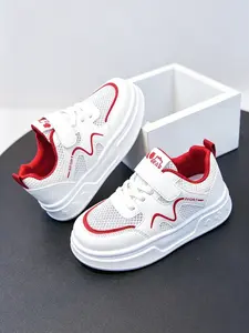 Toddler Kids Breathable Mesh White Sneakers, Lightweight Non-Slip Soft Sole Hook & Loop Casual Shoes, Boys Girls School Running Trainers for Summer