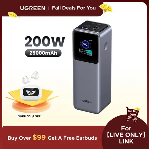 【LIVE ONLY】UGREEN Power Bank 25000mAh 200W, 20000mAh 130W, 12000mAh 100W Fast Charging Powerbank, 65W Charger PD Super Fast Charging For iPhone 17/16/Macbook Air/Pro Lenovo Laptop, with LED Display Screen, TikTokHolidayHaul