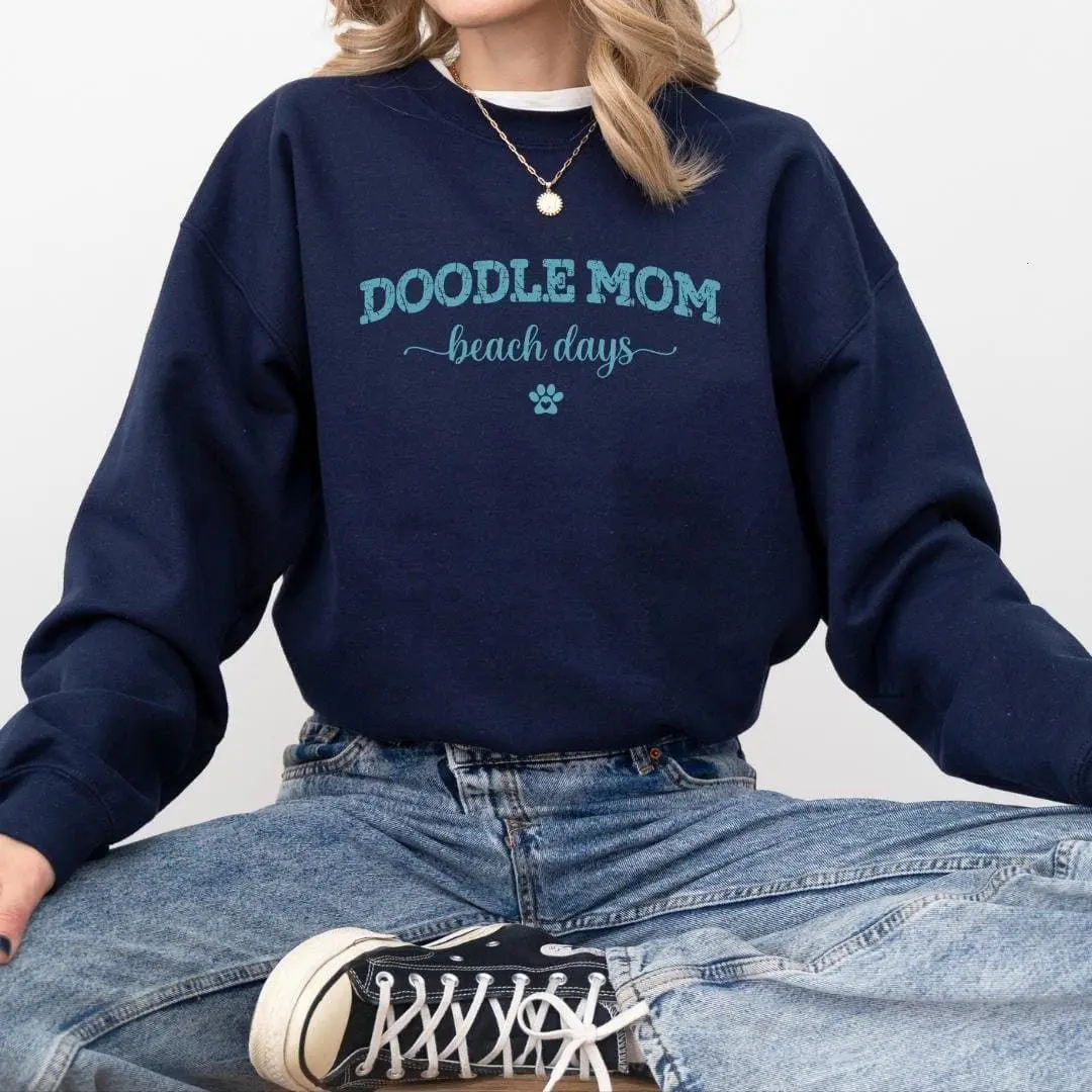 Doodle Mom Beach Days T-Shirt, Sweatshirt and Hoodie - Coastal Dog Mom Crewneck, Goldendoodle Mom Gift, Beach Lover Dog Mom Pullover