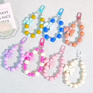 Pink Pearl Bow Keychain, Mobile Phone Chain, Earphone Bag, Anti-Lost Rope, Car Keychain, Beaded Pendant, Backpack Pendant Access