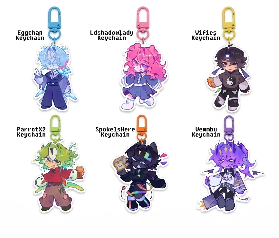 Unstable Universe Clear Acrylic Keychains, Gift For Fan, Wemmbu, Spoke, ParrotX2, FlameFrags, Wifies, Ldshadowlady, Eggchan
