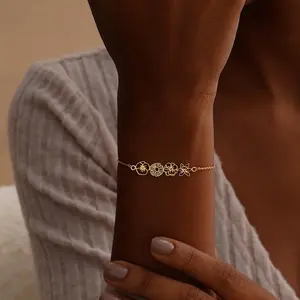 AS609 Personalized Birthday Flower Bracelet DIY Custom Multiple Birthday Flower Bracelet Birthday Holiday Gift Family Member