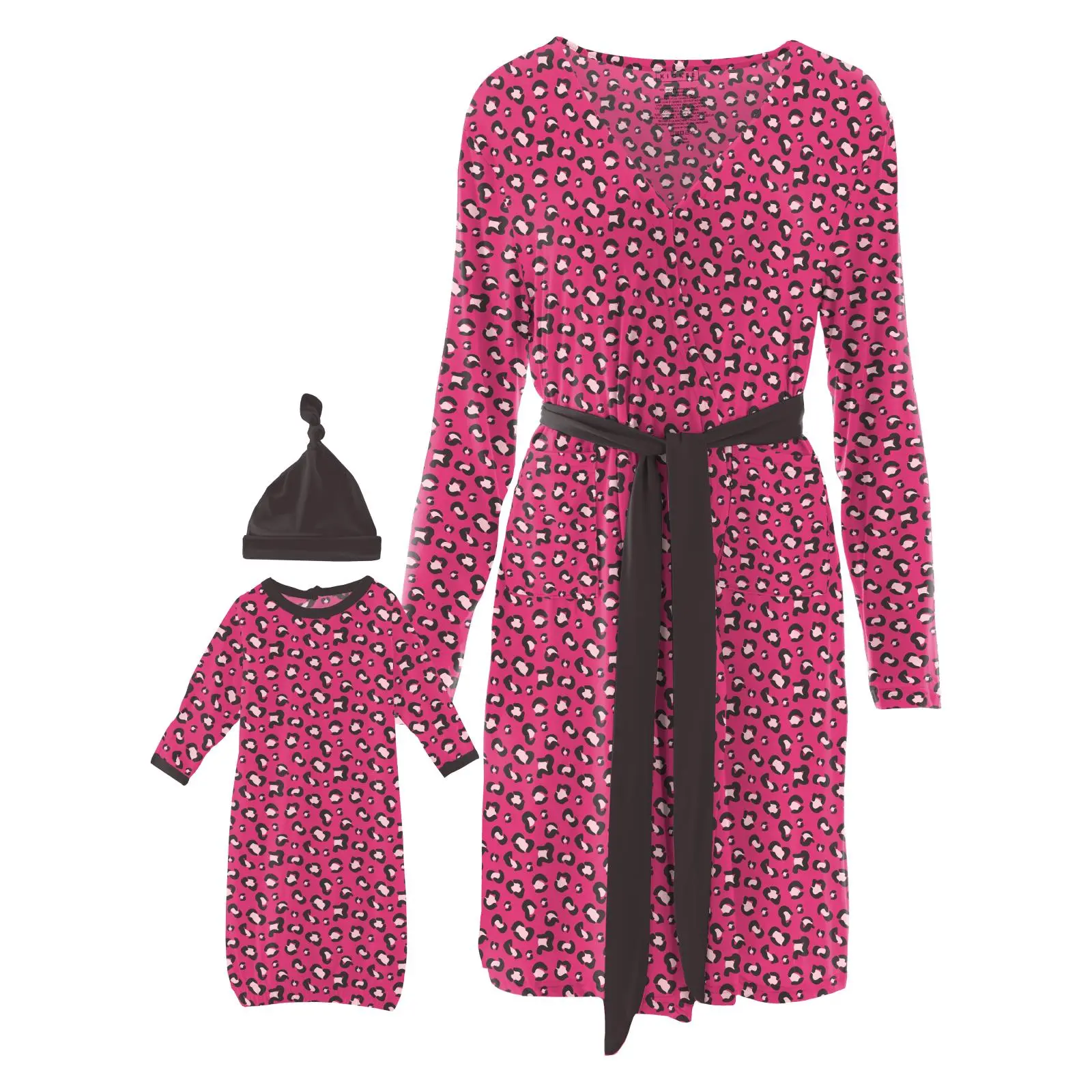 Women's Print Mid Length Lounge Robe & Layette Gown Set in Calypso Cheetah Print