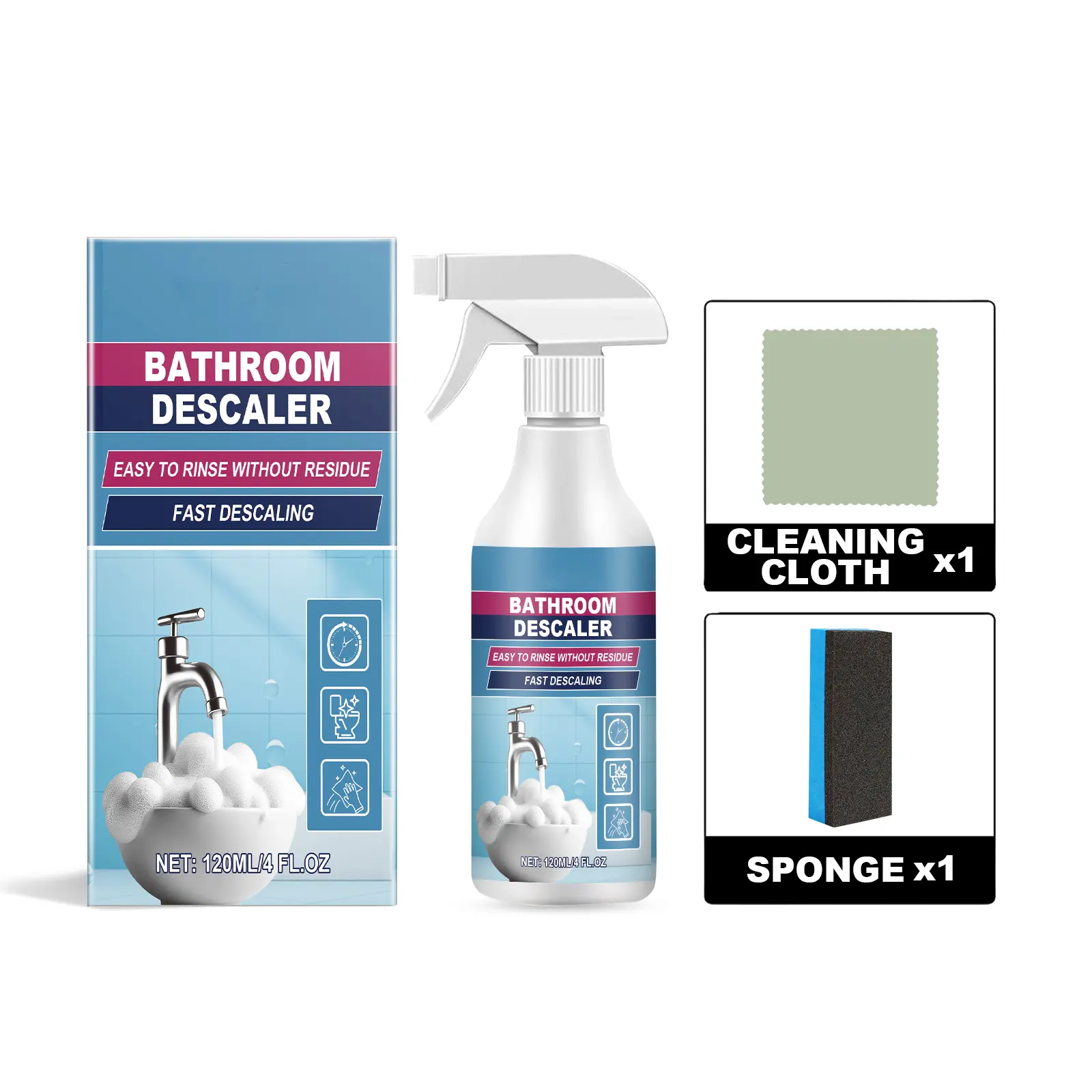 Bathroom Descaler Foam Cleaner, Bathtub Cleaner,Stubborn Stains Cleaner,All Purpose Bathroom Cleaner Foam Spray for Home Kitchen(2pcs)