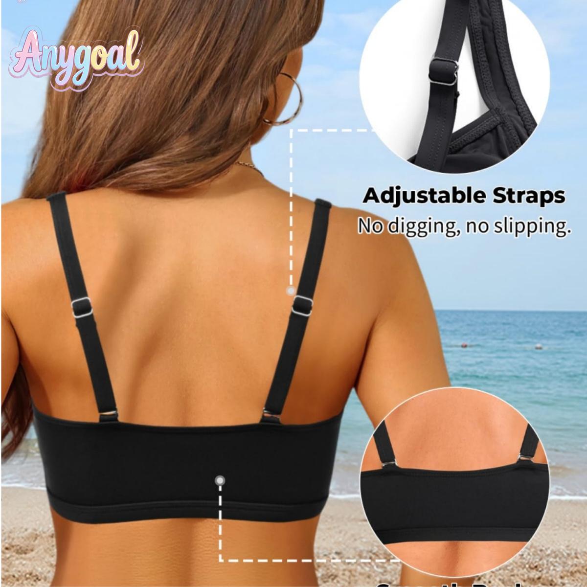 ANYGOAL Women's Tie Knot Bikini Tops Cropped Knot Twist Cut Out Adjustable Swimsuit Top Beach Bathing Suit Top Only swimsuits 2026 women swimsuits bikinis affordable swimsuits