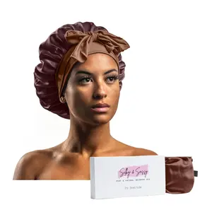 100% Mulberry Silk Sleep Cap Silk Bonnet for Curly Hair Extra Large Luxurious Bonnet Adjusts for Stay-Put Fit (Royal Brown) Haircare Luxury Adjustable Gift Pink,Rose Pink