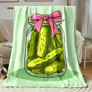 Colorful Pickle Print Flannel Blanket Perfect All Season Cozy Lightweight Throw for Sofa Bed and Travel Ideal Gift for Family and Friends