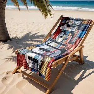 1 piece Container Logistics and Port Transportation Management themed beach towel - Modern-style flannel blanket, suitable for sofas and beds, all-season use, super soft and comfortable, digital printing, 100% polyester material, machine washable