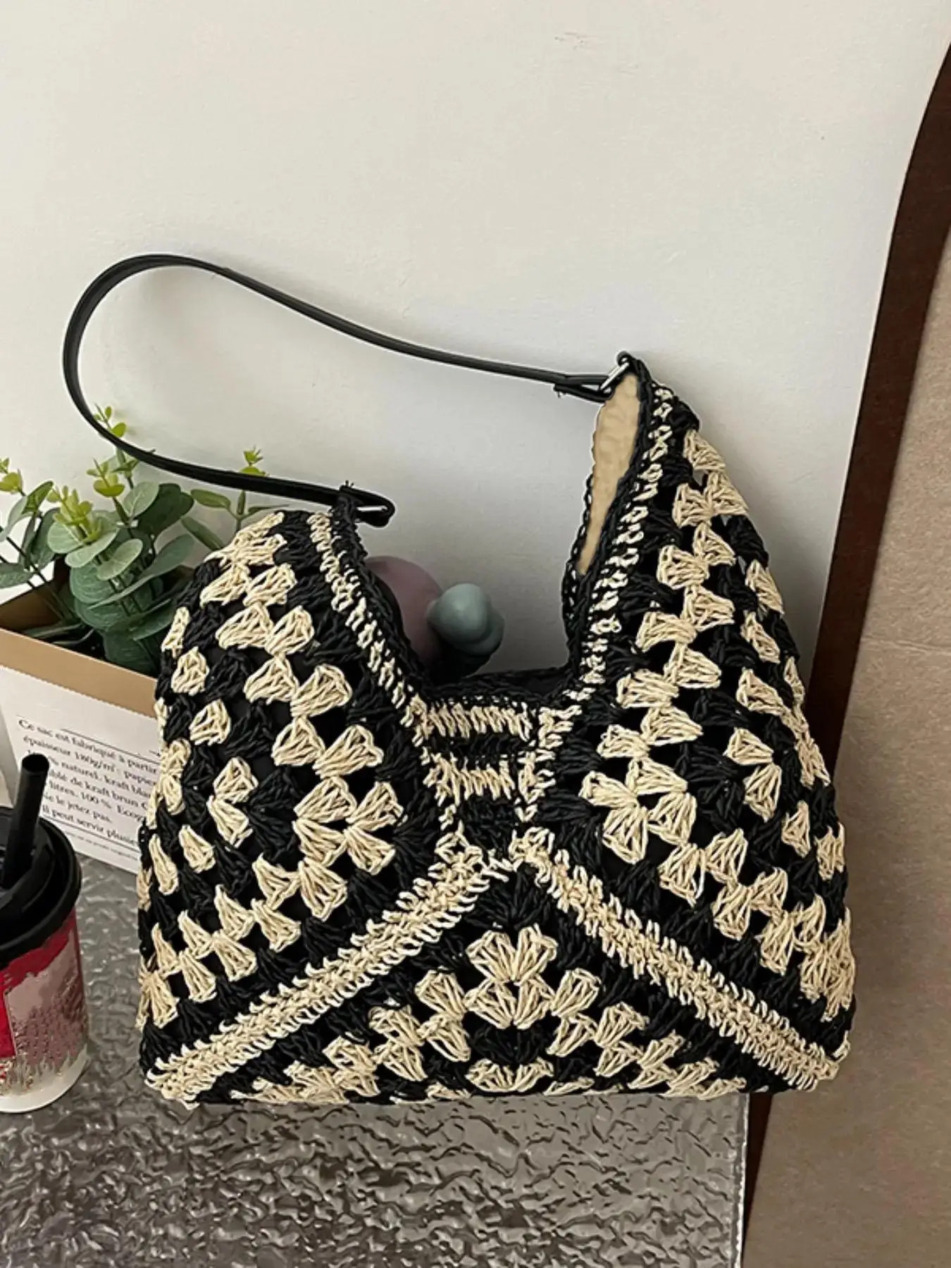 Hollow Out Knitted Tote Bag, Summer Outfits 2024 Casual Versatile Large Capacity Shoulder Bag for Summer Vacation Beach, Trendy All-match Bag for Comm