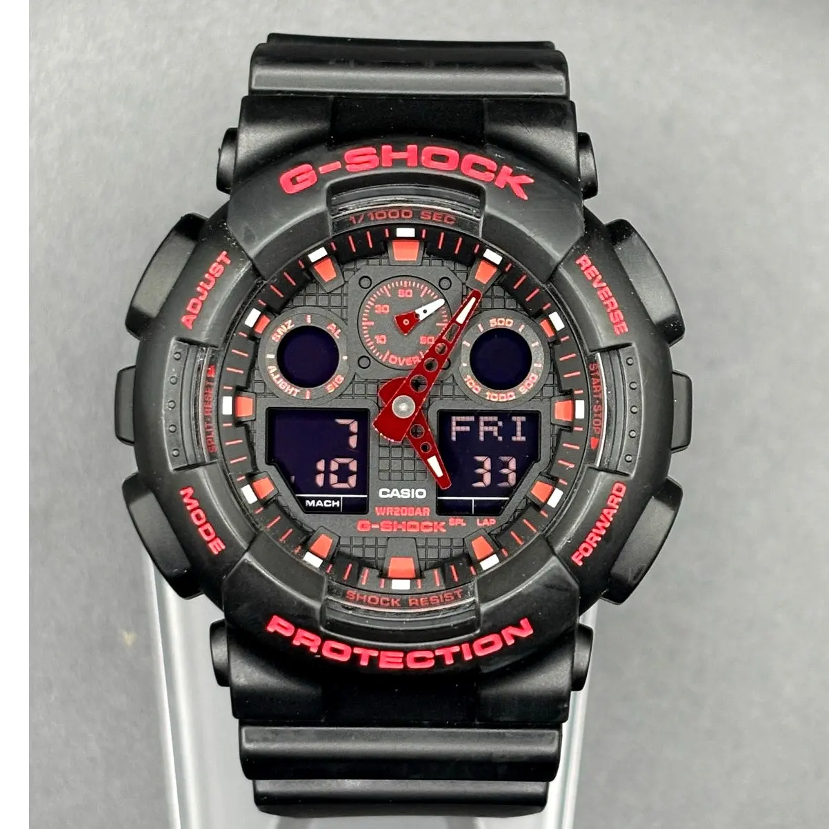 Casio G-Shock GA100BNR-1A Black Red Analog Digital Men's Watch
