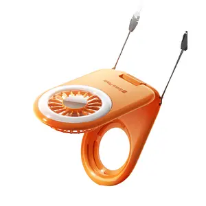 Space Player Magnetic Cooling Fan with LED Light 9900RPM 3-in-1 Magnetic Phone Stand&Portable Fan MagSafe Compatible Rechargeable Ultra-Light Handheld Fan for iPhone Android Gaming Desk Travel,Orange