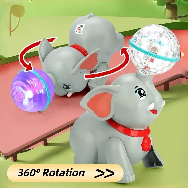 5pcs Electric Elephant Toys with Lights Music and Rotating Ball, Dancing Crawling Interactive Baby Learning Toy, Party Gift