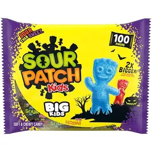 SOUR PATCH KIDS BIG Individually Wrapped Soft & Chewy Halloween Candy, Bulk Candy, 100 Pieces