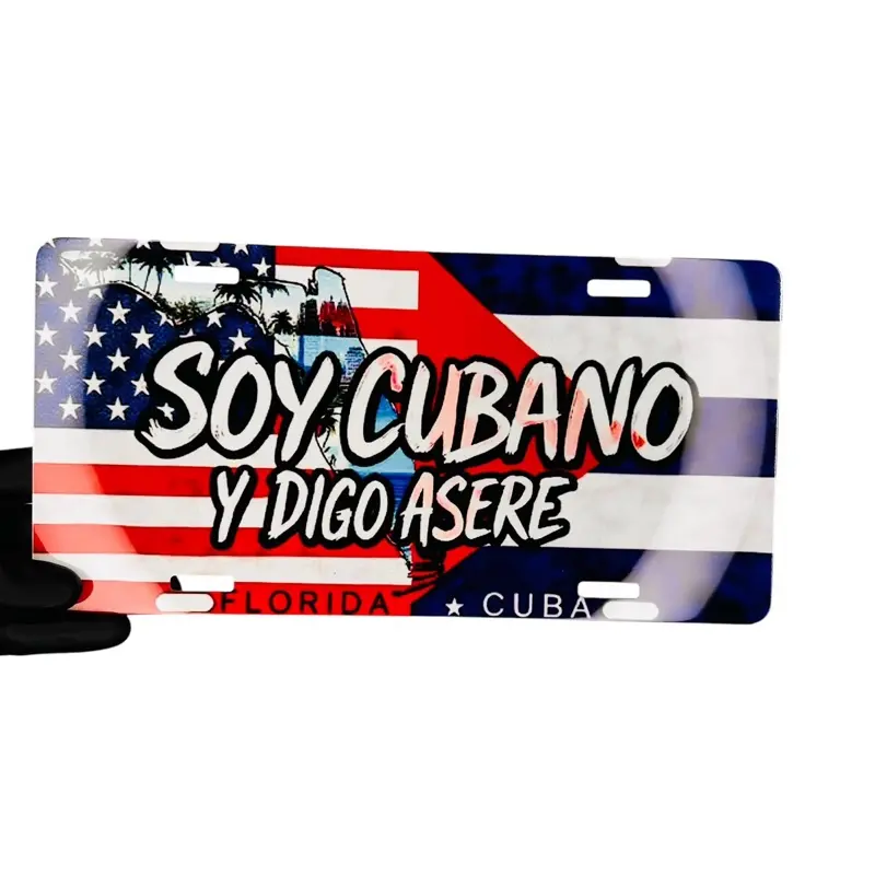 Fancy License Plate - Personalized Cuban Asere Themed Car Accessory, 12x6in Dual Heritage Exterior Auto Parts Accessory for Vehicles, Car Accessories