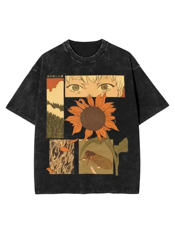 Men T-Shirt The Summer Hikaru Died Washed T-Shirts Trendy Cool Summer Tee Shirt Streetwear Design Cotton Clothes Birthday Gift Distressed Festive Menswear Tops