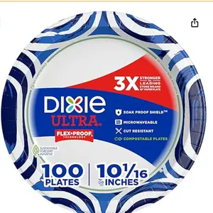 Large Paper Plates, 10 Inch, 100 Count