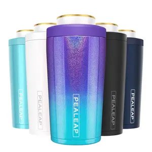 4 in 1 Insulated Slim Can Cooler for 12 OZ Cans and Beer Bottle - Keep 8 Hours Cold, Easy to Hold - Stainless Steel Can Holder, Double Walled Can Insulator for Hard Seltzer and More