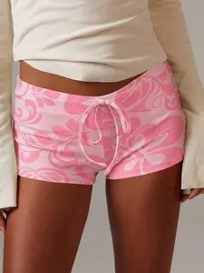 Womens Printed Drawstring Mini Shorts – Casual Vacation Y2K Summer Shorts