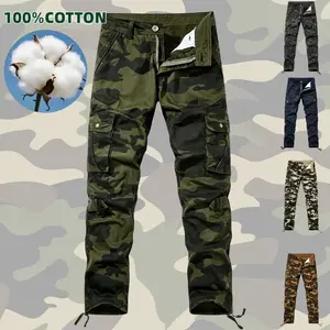 Men's 100% Cotton Cargo Jogger Pants - Casual Multi-Tactical Work Trousers, Elastic Cuff, Durable & Breathable for Hiking, Outdoor, Travel & Daily Wear
