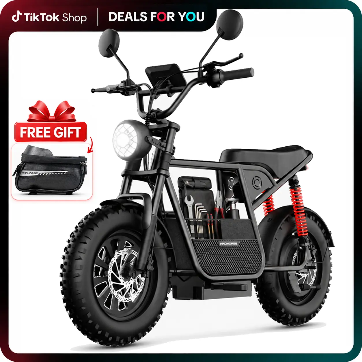 Windhorse D1 Multifunctional Adult Electric Scooter with Seat, 1500W Peak Motor, 48V 15Ah Battery, 20 mph Top Speed, 31 mi Max Range, 16×3" Fat Tires, Dual Suspension, Remote Key Unlock, Built-in Bluetooth Speaker, High-Performance Commuting Scooter