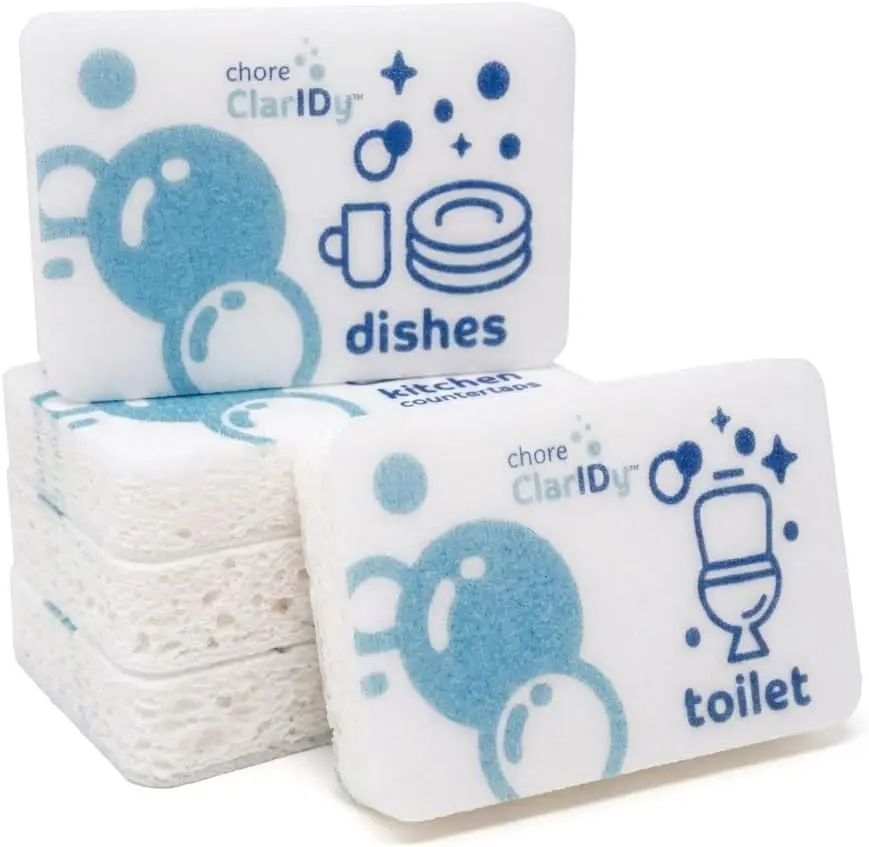 4-Pack Labeled Individually Wrapped Sponges Cellulose sponges Kitchen sponges Non Scratch Bathroom Sponges for Cleaning No Scratch Sponges Dishwashing Sponges Household Cleaning Sponges