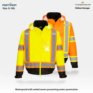 CA160 Hi-Vis X Back Winter Bomber Jacket 100% Polyester Insulated Wind-Resistant Safety Gear for Construction Logistics S-5XL