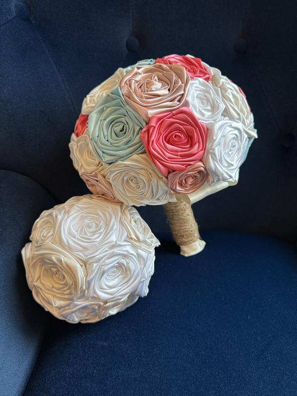 Summer Grace’s Bouquet | Ivory, White, Coral, Blush Pink, Peach, & Seafoam | Mint Wedding Bouquet | Coral Bridal Bouquet | Beach Wedding Bouquet | Rustic Wedding | Summer Wedding Bouquet