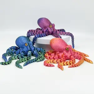 Articulated 3D Printed Octopus Figurine, Poseable Tentacles, Cute Ocean Desk Decor, Collectible Room Decor, Unique Gift for Friends, Collectors & Animal Lovers