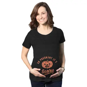 Maternity so Pregnant It's Scary T Shirt Funny Halloween Jack-O-Lantern Pregnancy Tee Funny Graphic Maternity Tee Cute Pregnancy Tees With Plus Sizes Pregnant Halloween Maternity Wear Maternity Shirts Black