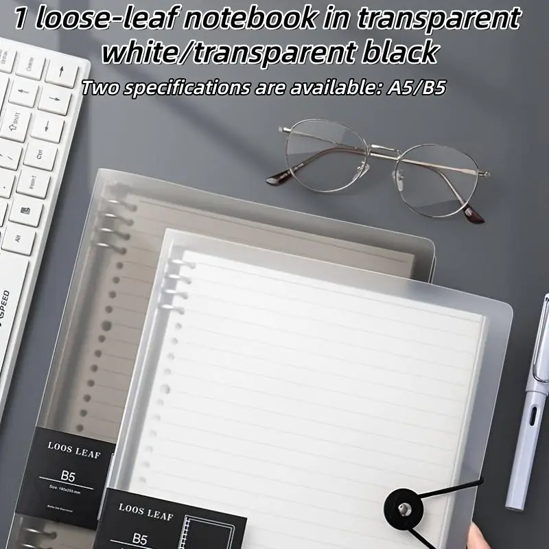 Iron-Clip Loose-Leaf Notebook with 60 Sheets, Four-Color Dividing Lines, One-Button Opening, Ideal for Office Notes and Study Use, Note Taking Supplies, Office Stationery Supplies